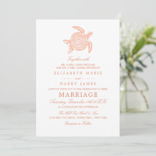 Invitation Ocean Sea Turtle, Soft Coral Beach Wedding