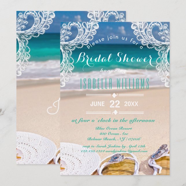 Invitation Océan Turquoise Plage Été Enterrement de Vie de Je (Devant / Derrière)