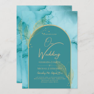 Invitation Ocean Turquoise Turquoise Gold Mariage