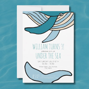 Invitation Ocean Whale Boys fête d'anniversaire