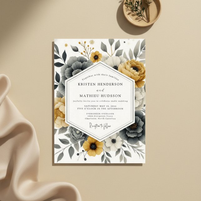 Invitation Ochre Floral Moody Romance Wedding (Créateur téléchargé)