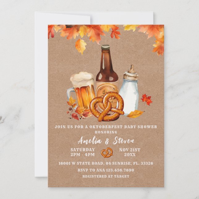 Invitation Octoberfest Bière & Bouteilles Baby shower Invitat (Devant)
