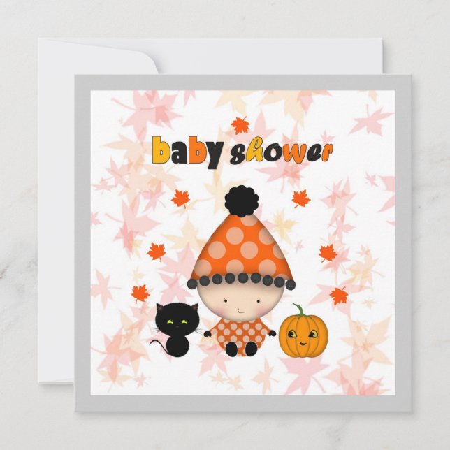 Invitation Octobre Halloween Baby shower d'automne (Devant)
