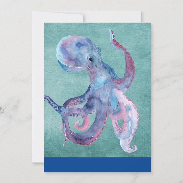 Invitation Octopus aquarelle (Devant)