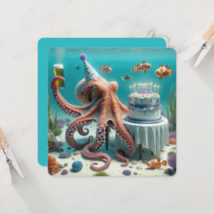 Invitation Octopus d'anniversaire avec une bière