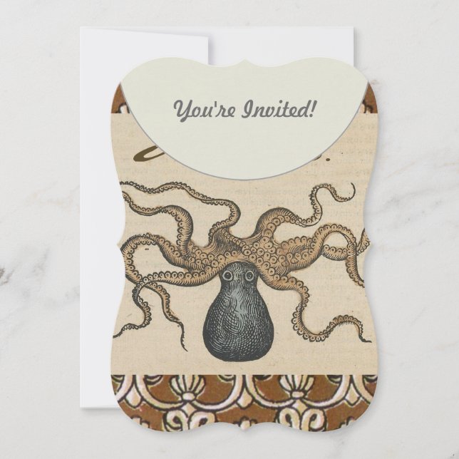 Invitation Octopus Kraken Illustration Vintage (Devant)