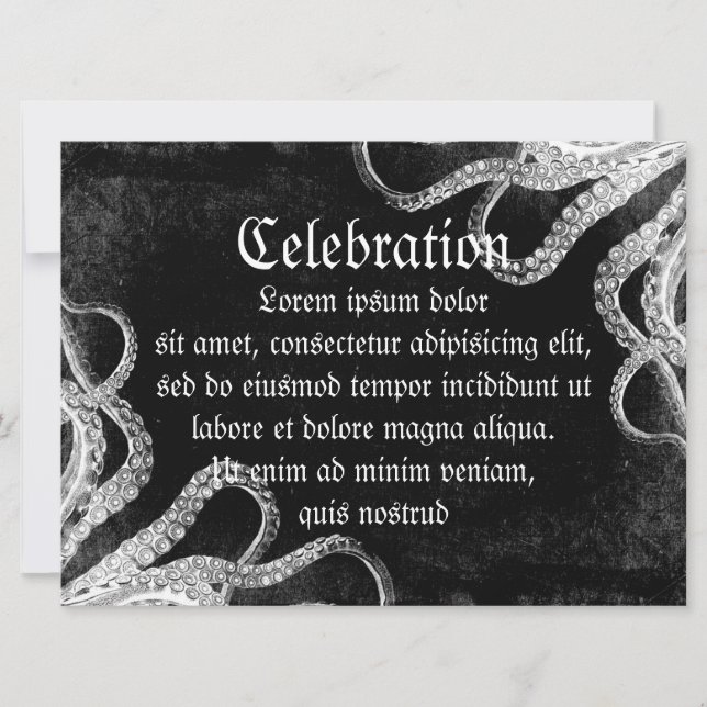 Invitation Octopus vintage foncé (Devant)