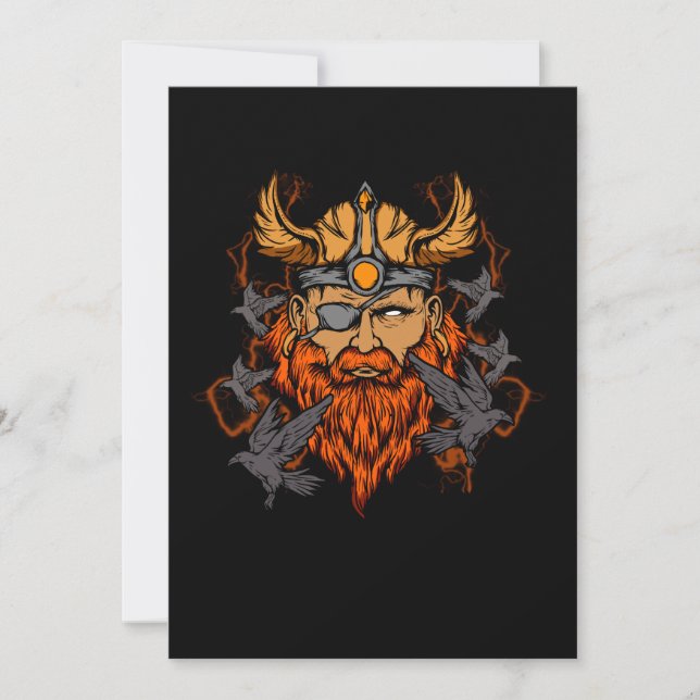 Invitation Odin Norse Mythologie Viking God & Ravens (Devant)