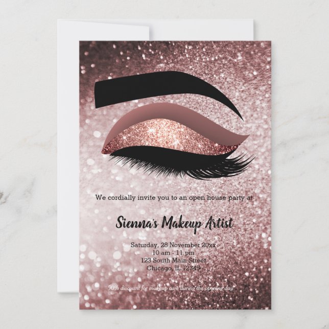 Invitation Oeil rose en or Lashes (Devant)