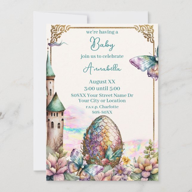Invitation Oeuf de dragon de bébé Fairytale (Devant)