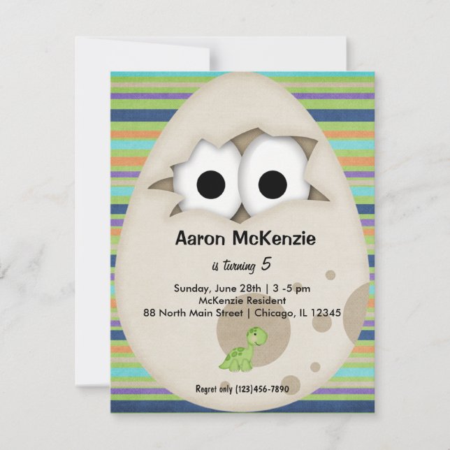 Invitation Oeuf Dinosaure (Devant)