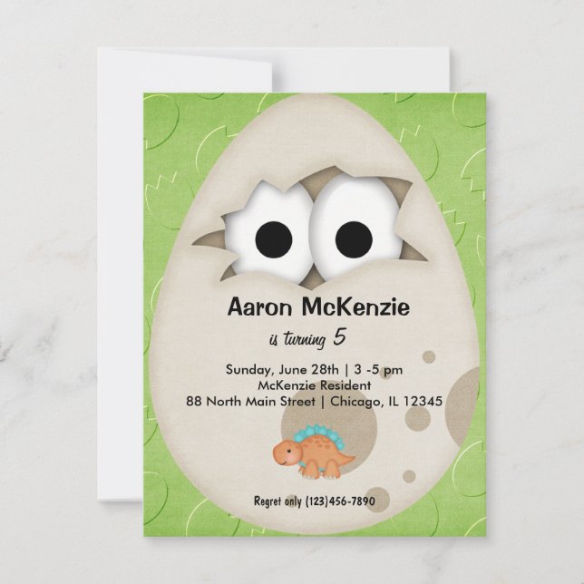 Invitation Oeuf Dinosaure (Devant)