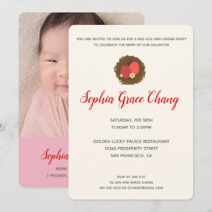 Invitation OEuf rouge et gingembre fête photo 100 jours invit