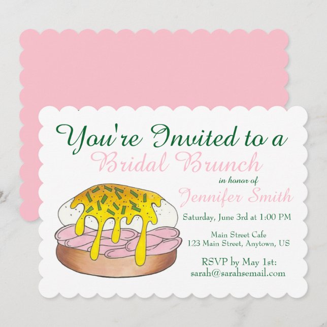 Invitation Oeufs Benedict Wedding shower nuptial Brunch (Devant / Derrière)