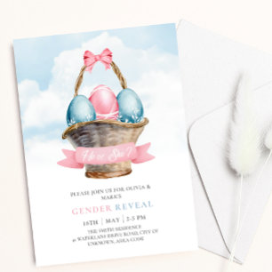 Invitation OEufs de Pâques bleus et roses Révélation de genre