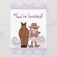 Oeufs de Pâques, de Cheval et de Cowgirl Invitatio