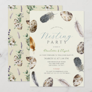 Invitation Oeufs et plumes Baby shower de la fête de nidifica