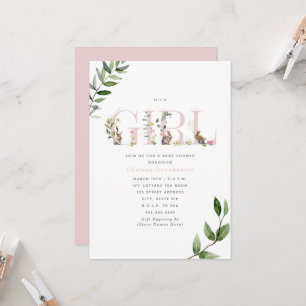 Invitation Oeufs lapin de Pâques Baby shower floral fille lap