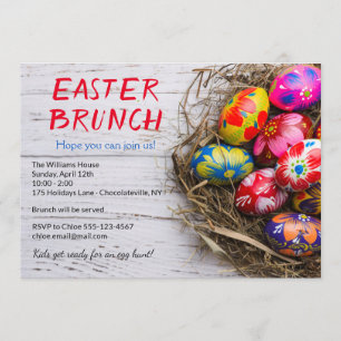 Invitation Œufs peints pour brunch rustique de Pâques Jours