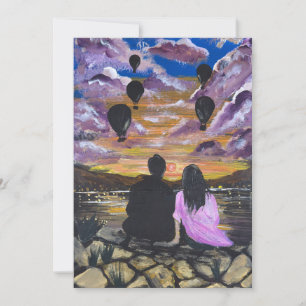 Invitation Œuvre d'art faite main – Coucher de soleil ensembl