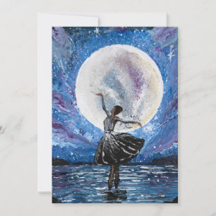 Invitation Œuvre d'art faite main - Danse avec la lune