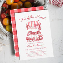 Off the Market Farmers Red Modern Bridal Shower