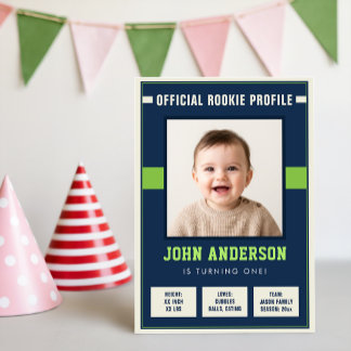 Invitation Official Rookie Profile Football First Birthday