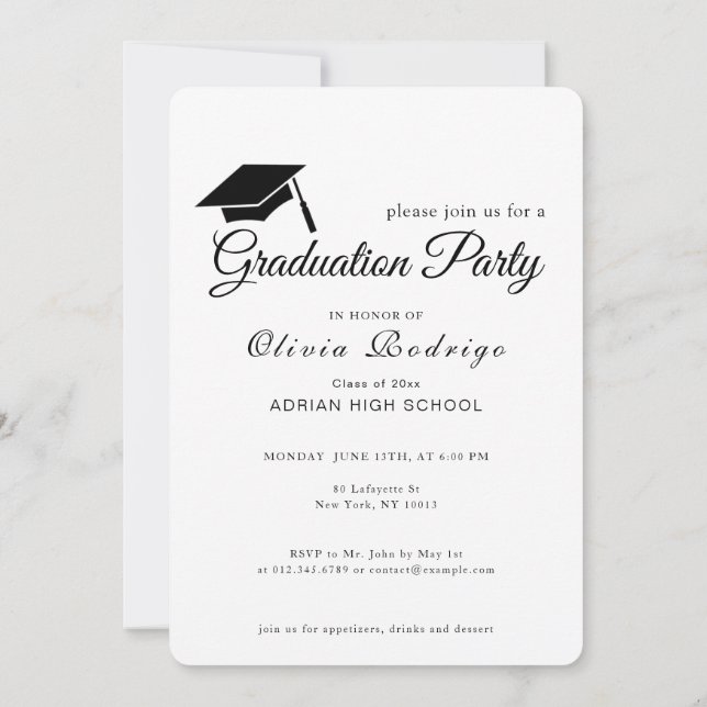 Invitation officiel de la fête de graduation | Élé (Dos)