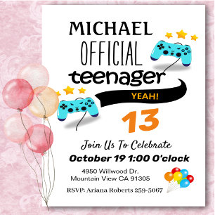 Invitation officielle d'anniversaire pour un adole