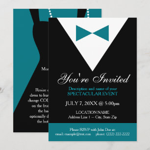 Invitation officielle de Tuxedo noir et Turquoise,