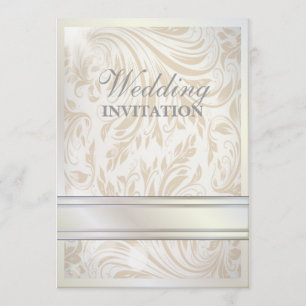 Invitation officielle Pearl White Mariage damassé