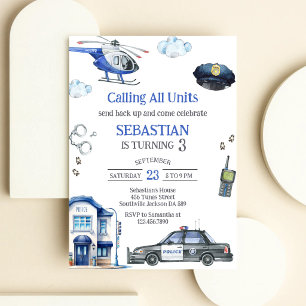Invitation Officier de police appelant tous les enfants pour