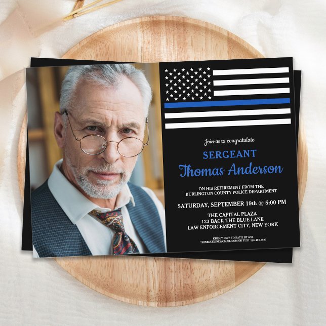 Invitation Officier de police moderne retraite photo personna (Créateur téléchargé)