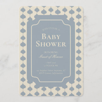 Invitation Ogee Stripe Geometric Gender Neutral Beige Blue