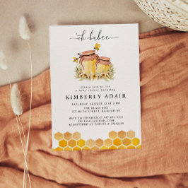 Invitation Oh Babee Aquarelle Jaune Bumble Bee Floral