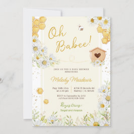 Invitation Oh Babee Bee Baby Girl Boy Fleur sauvage Daisy Dou