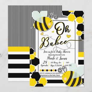 Invitation Oh BaBEE Bee Baby Shower Bébé Blanc