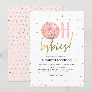Invitation Oh Babies Donut & Sprinkles Gold Girl Baby shower 