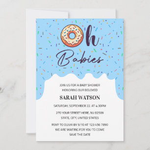 Invitation Oh Babies Saupoudrer Donut Twins Baby Boy Douche