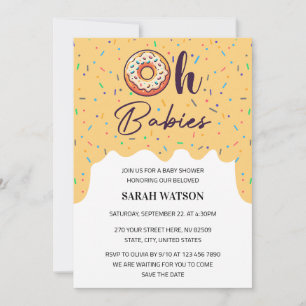 Invitation Oh Babies saupoudrer le Baby shower jumeaux Donut