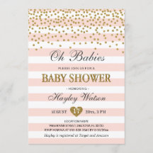 Oh Babies Twin Girls Blush Pink Gold Baby shower