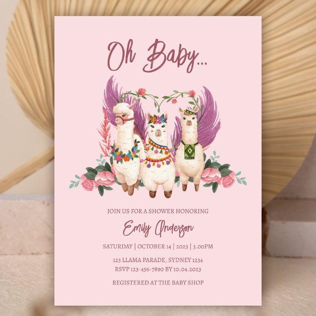 Invitation Oh Baby Alpaca Genre Neutre Baby shower Llama (Créateur téléchargé)