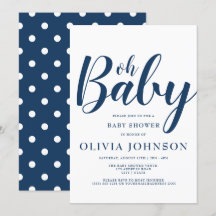 Oh Baby - Baby shower à points bleu marine Polka