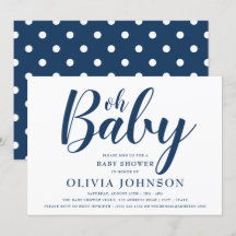 Oh Baby - Baby shower à points bleu marine Polka