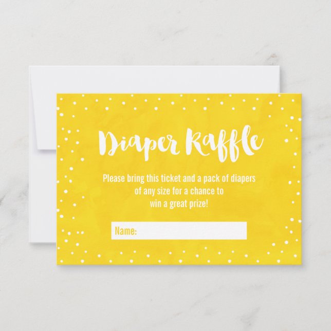 Invitation Oh Baby Baby shower Jaune Déchets Raffle (Devant)