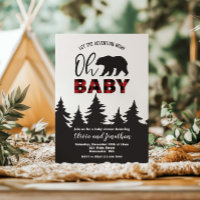 Oh Baby Bear Red Buffalo Plaid Baby shower