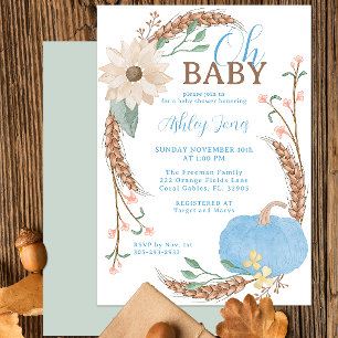 Invitation Oh Baby Blue Citrouille Baby shower Party Invitati