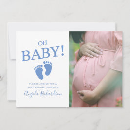 Invitation Oh Baby Blue Custom Photo Baby shower garçon
