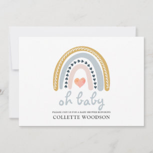 Invitation Oh Baby Boho aquarelle Rainbow Baby shower Invita