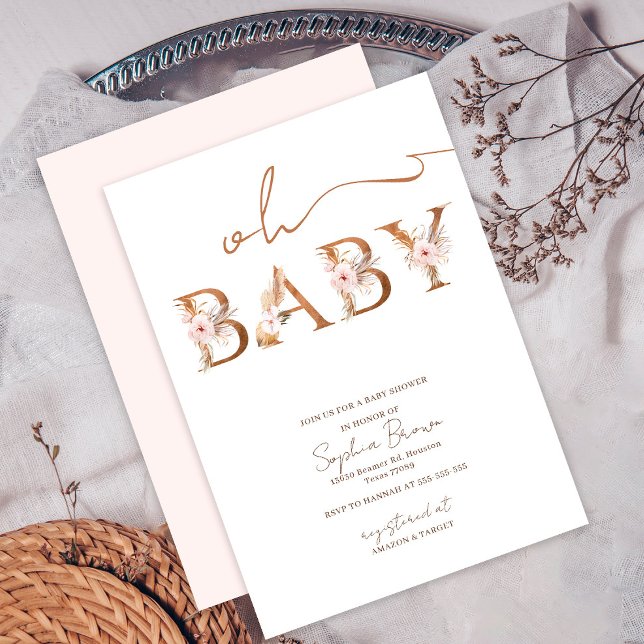 Invitation Oh Baby Boho Baby shower de fleurs tropicales (Créateur téléchargé)